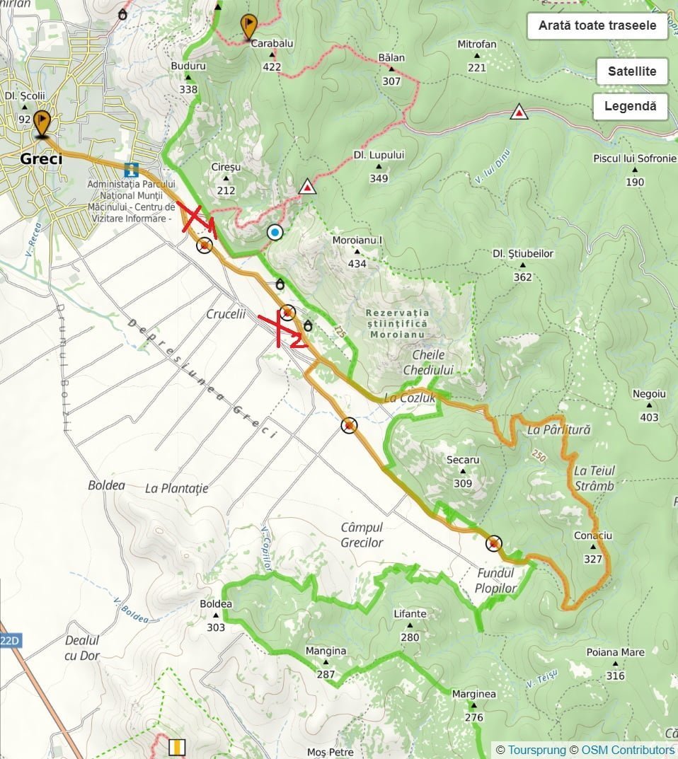 harta traseul coluk munții măcinului
