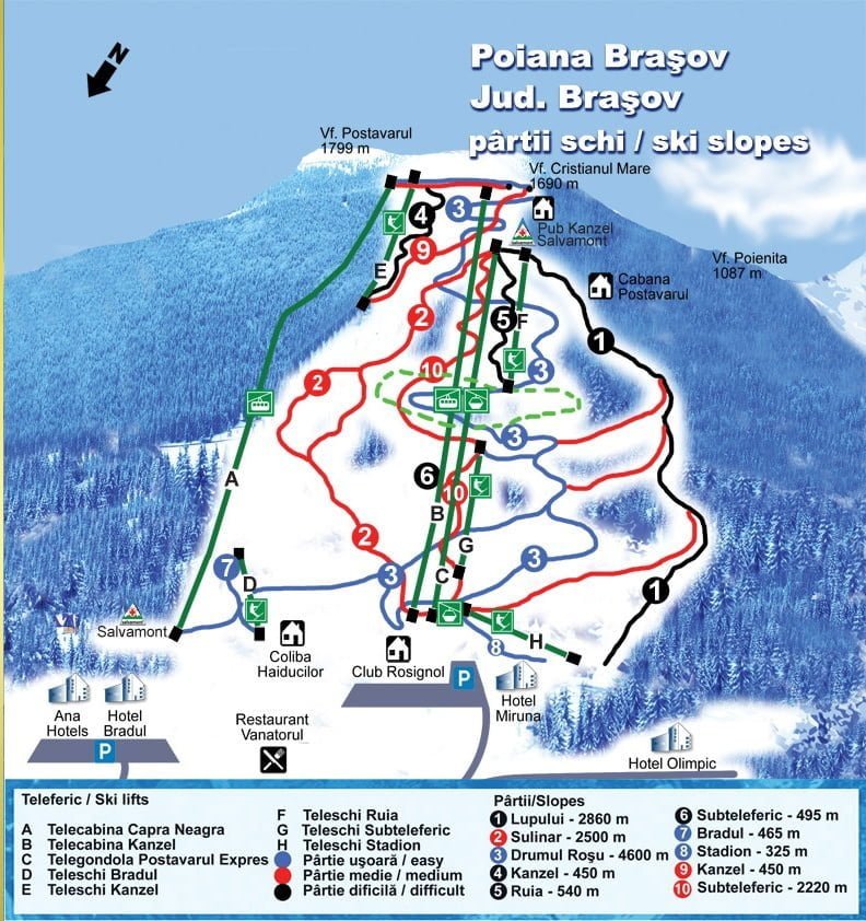 Harta Transport pe cablu Poiana Brașov
