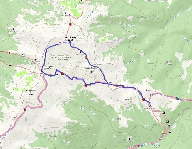 Harta traseu Vârful Ciucaș