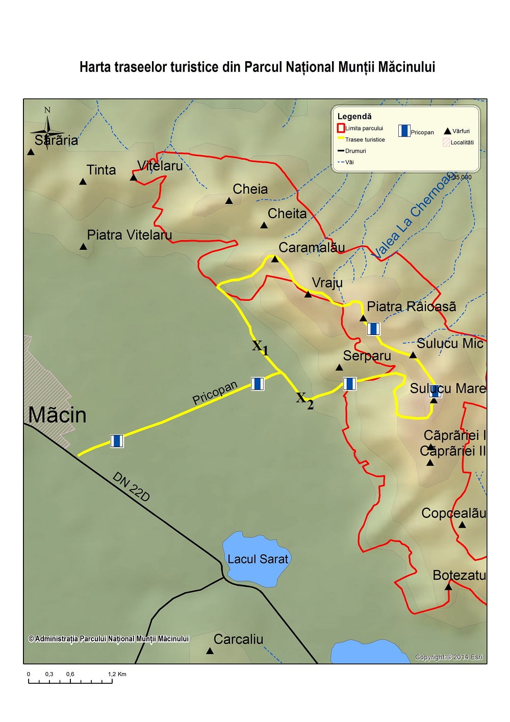 Harta Traseu Culmea Pricopanului - Munții Măcin