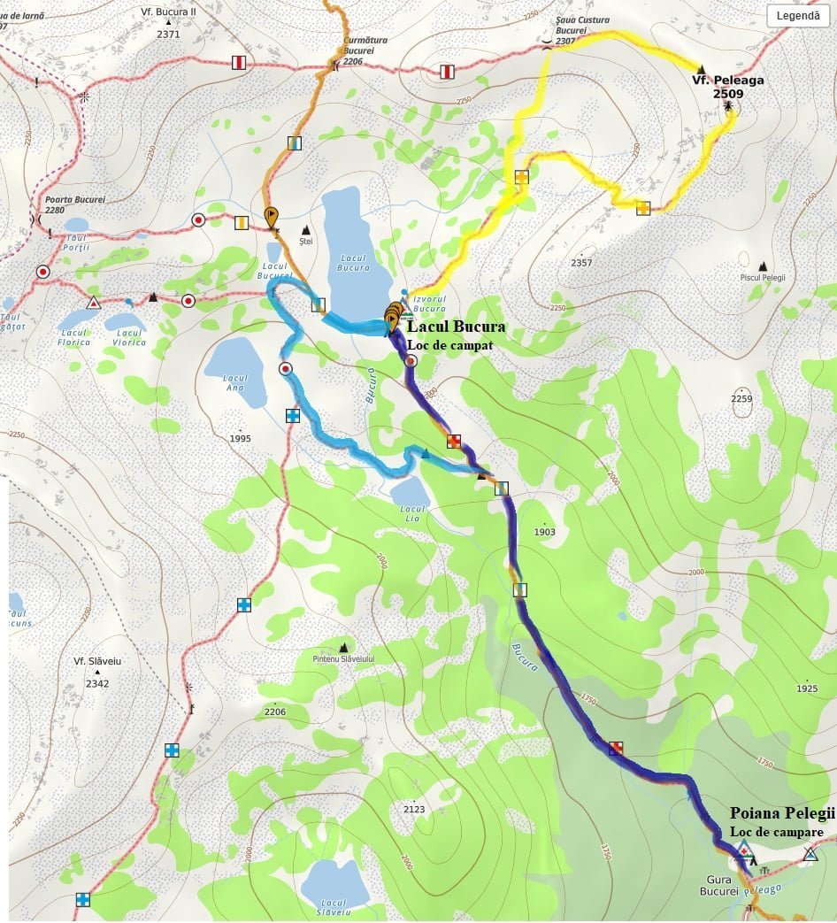 harta munții retezat Poiana Pelegii - Lacul Bucura - Vârful Peleaga