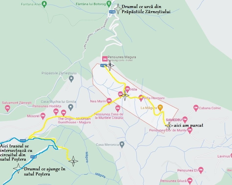 hartă traseu satul Măgura